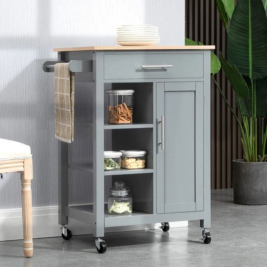 69Cm Kitchen Trolley With Locking Wheels
