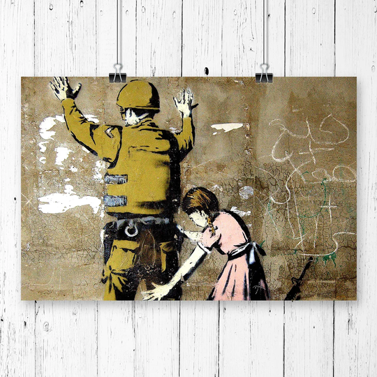 "Israel Girl Pat Down Graffiti Wall Art" by Banksy Wall Art