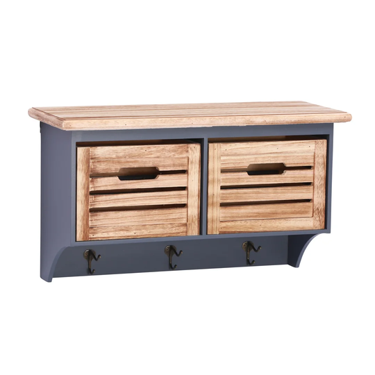 Goodson Elm Solid Wood Bracket Shelf with Drawer