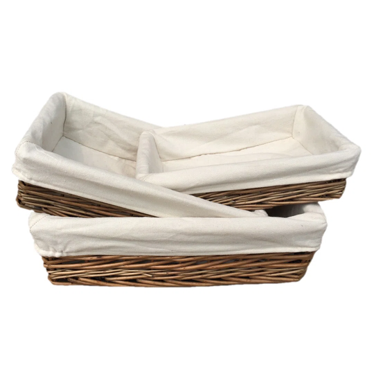 Isaak 3 Piece Wicker Lined Tray Set