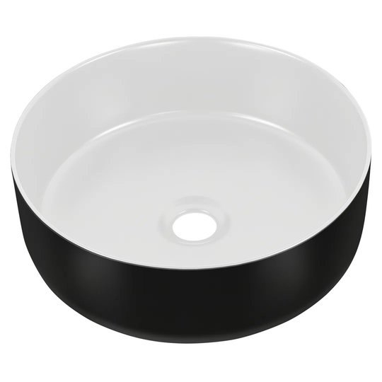 Olivares White Ceramic Circular Bathroom Sink with and Overflow