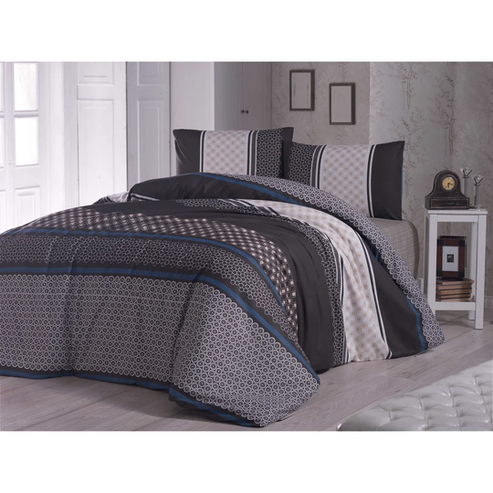 Spitzer Salmon/White/Grey Duvet Cover Set
