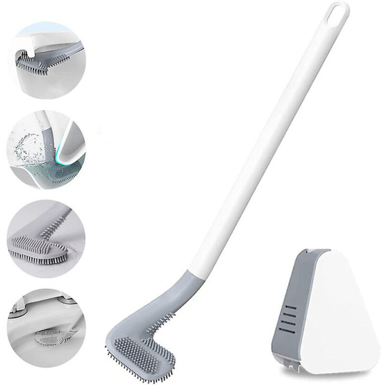 Silicone Toilet Brush and Toilet Holder Cleaning Brush Non-Slip Toilet Brush