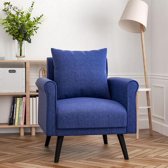 Dark Blue Contemporary Upholstered Armchair - Livingandhome
