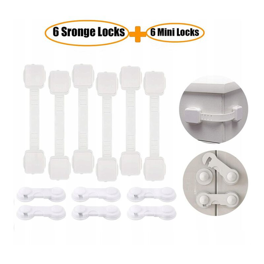 Perleraregb - Baby Collision Safety Cabinet Lock, 12 Baby Collision Cabinet Drawer Locks, No Tools, No Screws, Without Drilling (6x White Fabric Belt