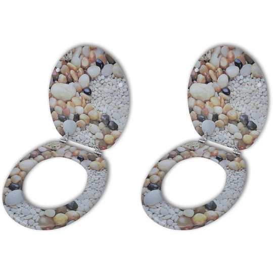 Hommoo Toilet Seats with Hard Close Lids 2 pcs MDF Pebbles