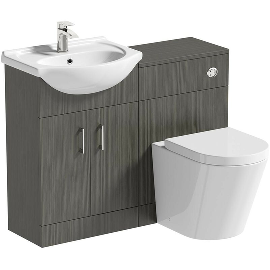 Lea avola grey 1060mm combination and Contemporary back to wall toilet with seat - Grey - Orchard