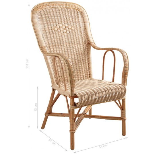 Rattan Armchair With High Back Natural