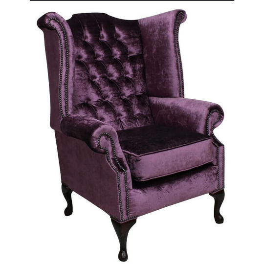Grape Fabric Chesterfield High Back chair Designersofas4u