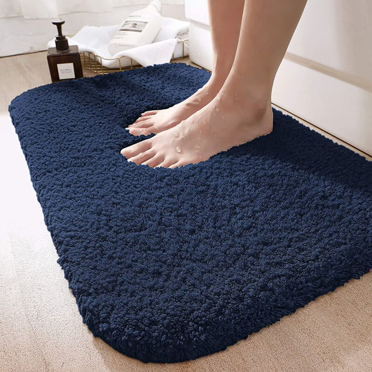 Perlerare - Bath Mat 40 x 60 cm, Non-Slip Absorbent Bathroom Rug, Soft Shower Mat, Machine Washable Microfiber for Bathroom(Blue)