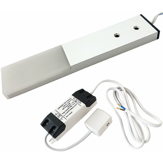 1x aluminium Slim Rectangle Under or Over Cabinet Kitchen Light & Driver Kit - Natural White led