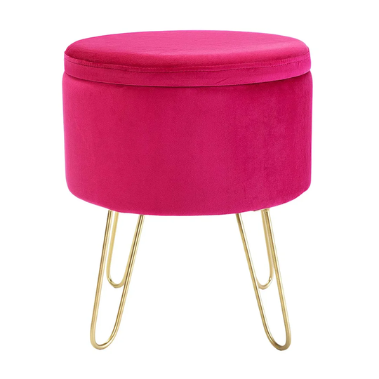 Joachim 38Cm Wide Velvet Round Storage Ottoman