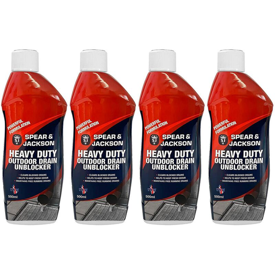 Spear and Jackson 4 x 500ml Heavy Duty Outdoor Drain Unblocker