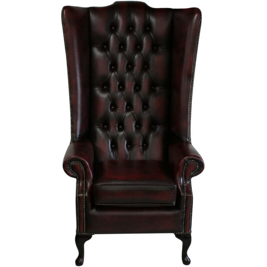 Chesterfield Soho Leather High Back Wing Chair Antique Oxblood