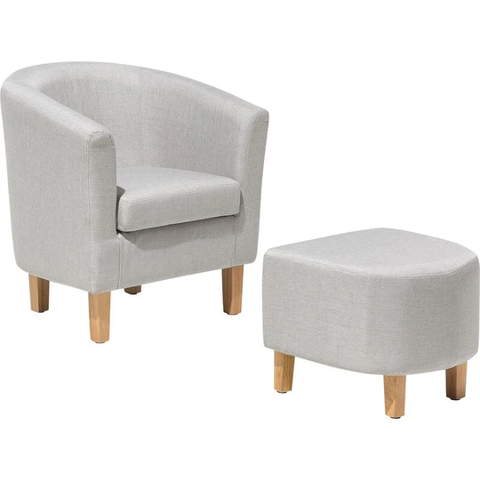 Beliani - Classic Fabric Tub Chair with Footstool Grey Fabric Armchair Living Room Holden - Grey