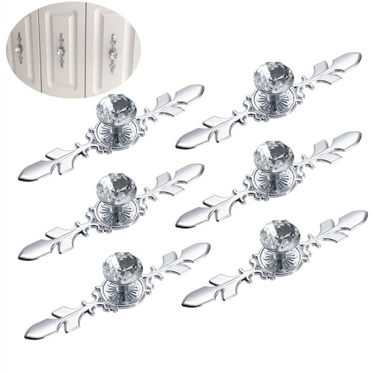 6 Pcs Clear Diamond Door Cabinet Drawer Knobs Crystal Cabinet Drawer Handles with Screws Handles Knobs Diamond Glass Doors Furniture Drawer Cupboard