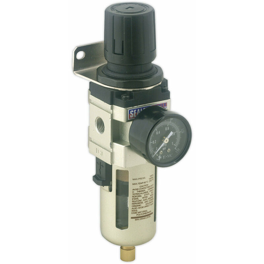 Workshop Air Supply Filter & Regulator - 70cfm Max Airflow - 1/4" BSP Inlet