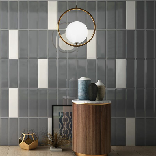 Rak Subway Metro White Glossy Ceramic Tiles Bevel Bathroom Kitchen 100 x 300mm - White