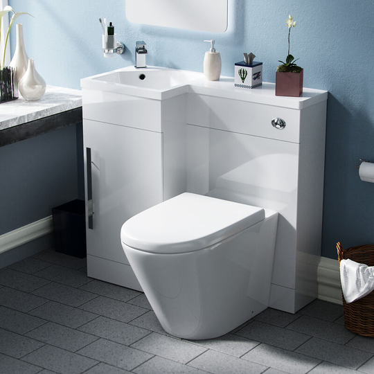 LH BTW Toilet, WC Unit & Resin Basin White Flat Pack | Revune