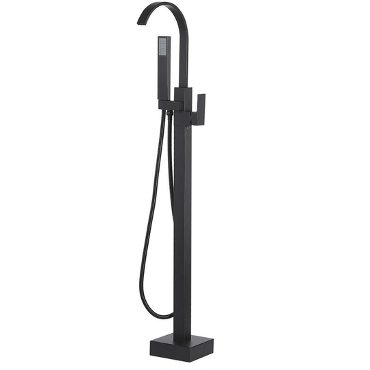 Beliani - Modern Freestanding Tub Bath Faucet Mixer Tap Brass Black Ribbon - Black
