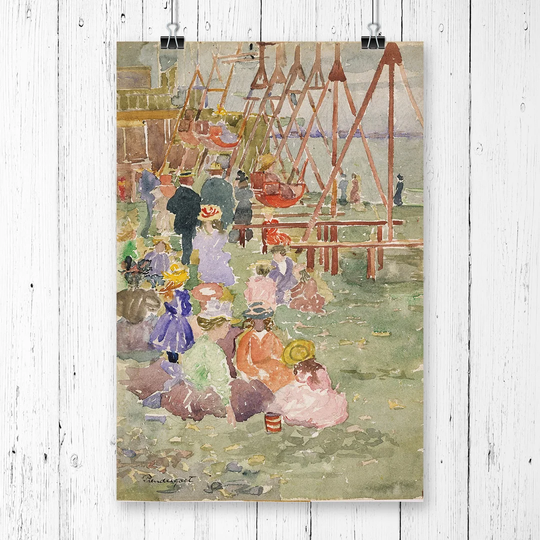 'Swings Revere Beach' by Maurice Pendergrast Printing Print