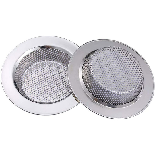2pcs Kitchen Sink Strainer, Stainless Steel Sink Strainer, Metal Tub Sink Strainer for Bathroom Kitchen 11.3cm/4.45' Diameter