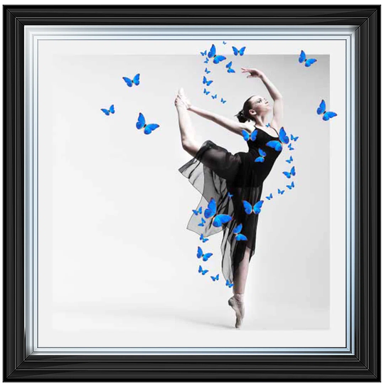 Dancing with Blue Butterflies - Picture Frame Graphic Art