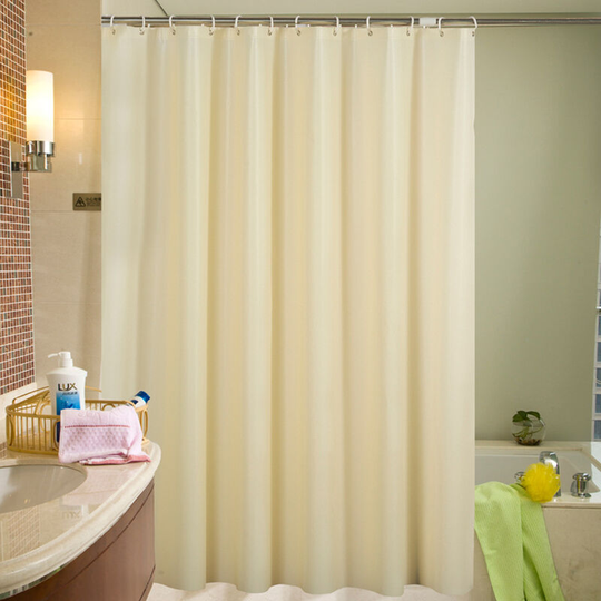 Solid Shower Curtain 6 x 6 ft Bath Curtains With 12 Metal Grommets and Hooks Waterproof peva Bathroom Curtains for Bathtub Showers, Beige - Beige