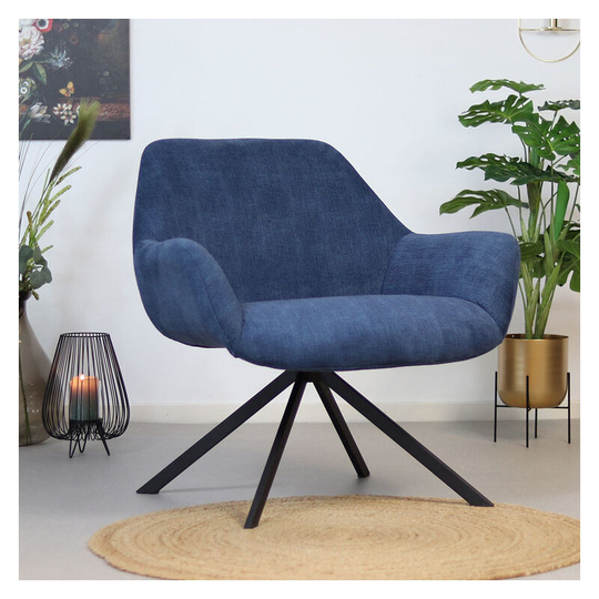 Modern Armchair Emily Corduroy Blue - Blue