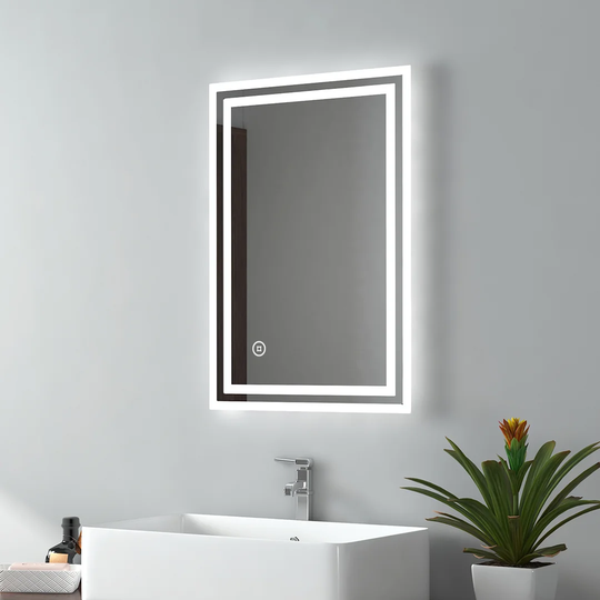 LED Bathroom Mirror 50X70cm Bathroom Mirror With Cold White Lighting And Touch Switch