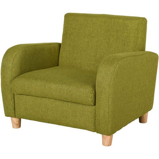 Hocmom Linen Child Armchair Wood Frame w/ Padding Seat Low-Rise Bedroom Green - Green