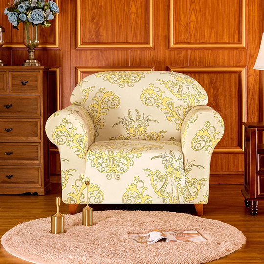 Floral Printed Soft Stretchy Box Cushion Armchair Slipcover