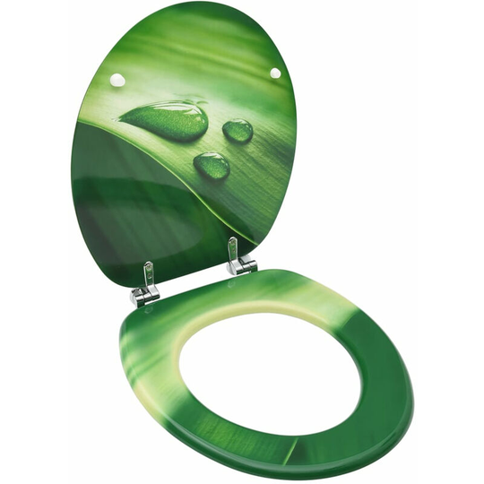 Wc Toilet Seat with Lid mdf Green Water Drop Design