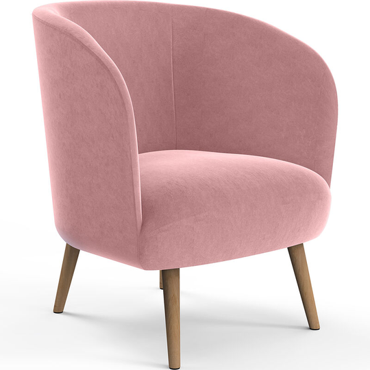 Velvet upholstered armchair - Krenda Pink Velvet, Wood, Wood, Polyester - Pink