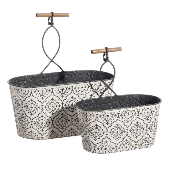 Aalyna 2 Piece Metal Planter Box Set