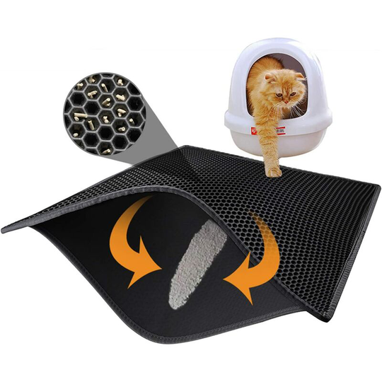 Perlerare - Cat Litter Mat Cat Litter Tray, Waterproof Non-Toxic eva, Double Honeycomb Design (76*55cm, Black)