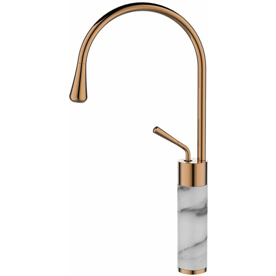 Invena - Copper/White Marble Kitchen Sink Tap Bathroom Basin Mixer Bar Standing Faucet