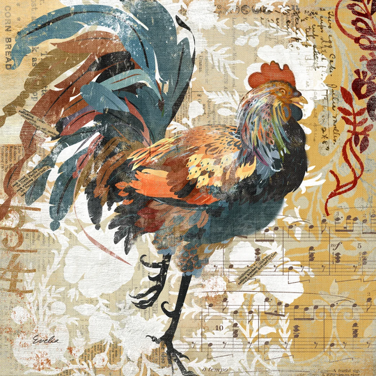 Rooster Flair I by Evelia Designs - Wrapped Canvas Painting