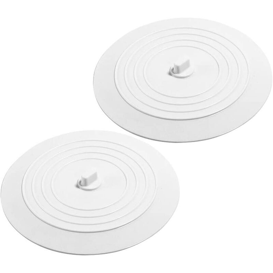 2 Piece Silicone Sink Stopper, Universal Silicone Rubber Drain Stoppers for Kitchens Bathrooms Laundries (white) - Litzee