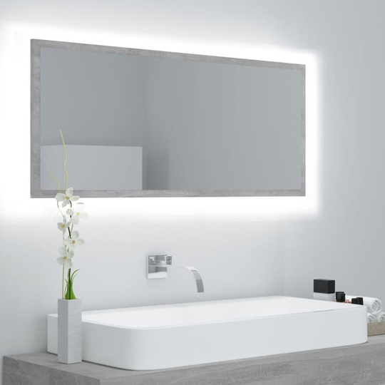 Led Bathroom Mirror Concrete Grey 100x8.5x37 cm Chipboard