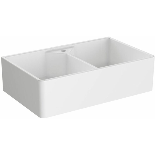 Reginox - Dublin Kitchen Sink Ceramic Undermount Belfast Double Bowl Waste White - White
