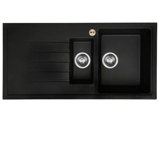 Gallery Quartz Easyfit 1.5 Bowl Kitchen Sink lh Drainer 1000mm l x 500mm w - Black - Bristan