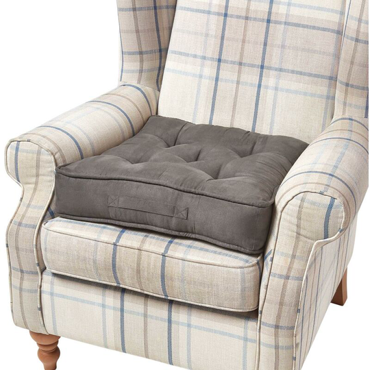 Taupe Grey Faux Suede Armchair Booster Cushion - Grey - Homescapes