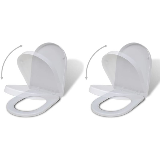 Toilet Seats with Soft Close Lids 2 pcs Plastic White VD18817 - Hommoo