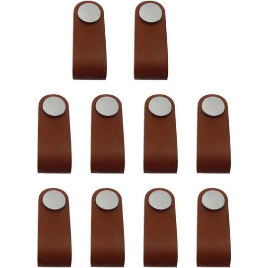 Einemgeld - Furniture Handle Leather Handle Furniture Brown Knob Cabinet Handle Leather Loop Handle Cabinet Knobs Furniture Knobs, Set of 10
