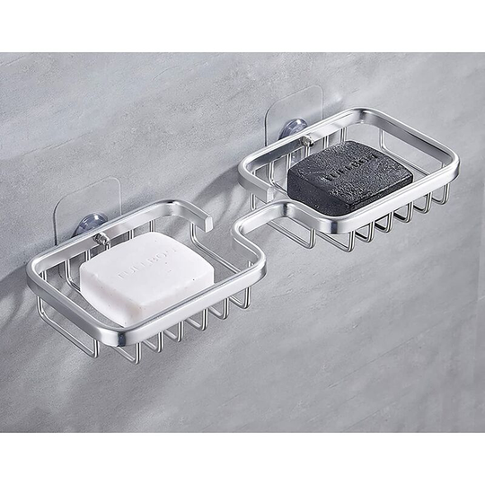 Matching Shower Caddy, No Drilling, Aluminum and Plastic, Other Styles, for Kitchen Shower Storage (Twin Tier Soap Dish)