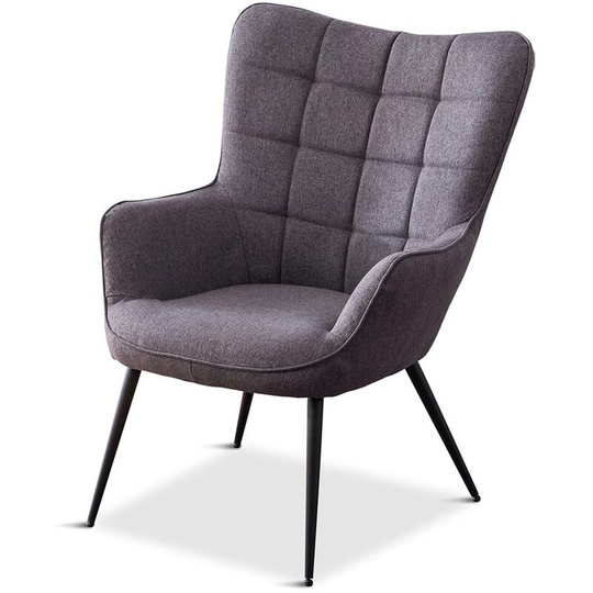 Vera Linen / Velvet Occasional Lounge Living Room Accent Chair Armchair Metal Legs Charcoal without Footstool - Charcoal without Footstool