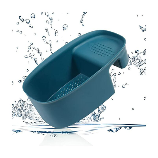 Sink Colander Strainer Drain Basket, Saddle Shaped Multi-Function Colander, Corner Over Sink Colander for Kitchen Scraps, Vegetables, Fruits (Blue)