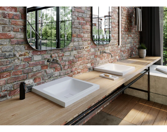 Cono Warm Grey Steel Enamel Square Inset Bathroom Sink