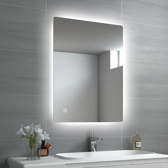 LM09 LED Bathroom Mirror 80X60cm Bathroom Mirror With Warm White/Cold White/Natural Light Illumination And Touch Switch IP44 Energy Saving
